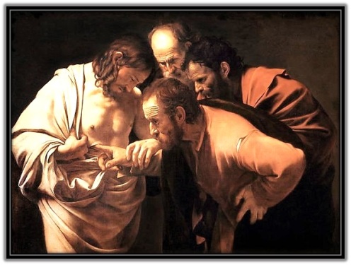 Santo Tomás poniendo el dedo el llaga de Jesús